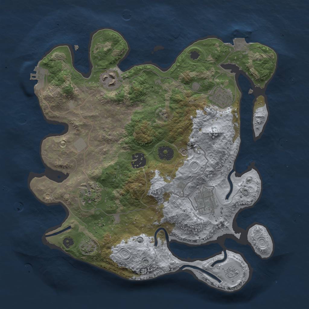 Rust Map: Procedural Map, Size: 3000, Seed: 1623387, 12 Monuments