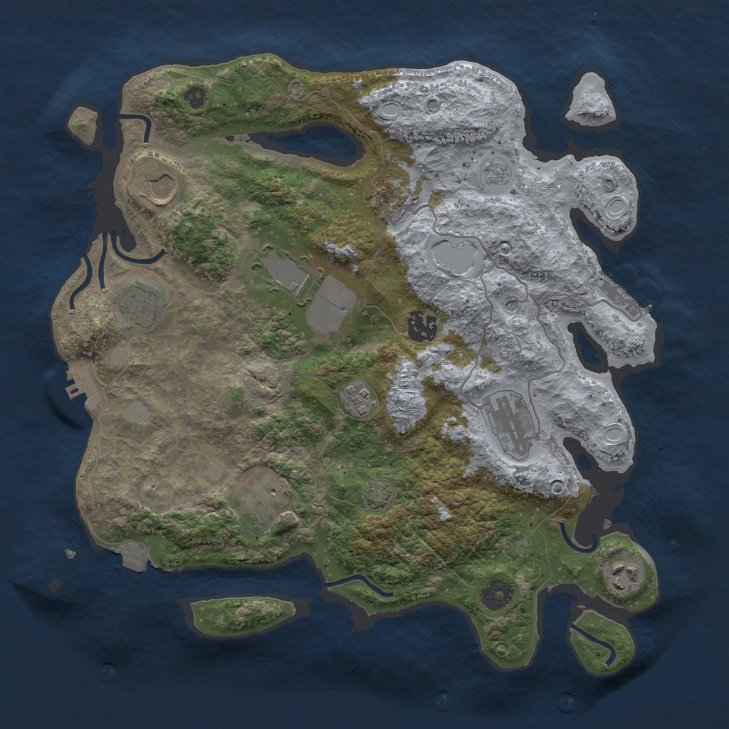 Rust Map: Procedural Map, Size: 3500, Seed: 322390019, 17 Monuments