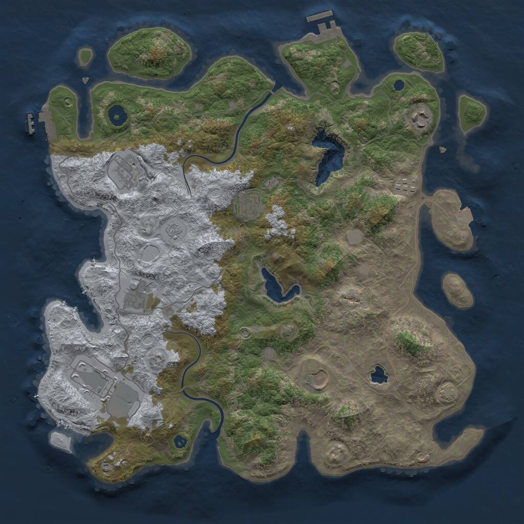 Rust Map: Procedural Map, Size: 4000, Seed: 1849986252, 12 Monuments