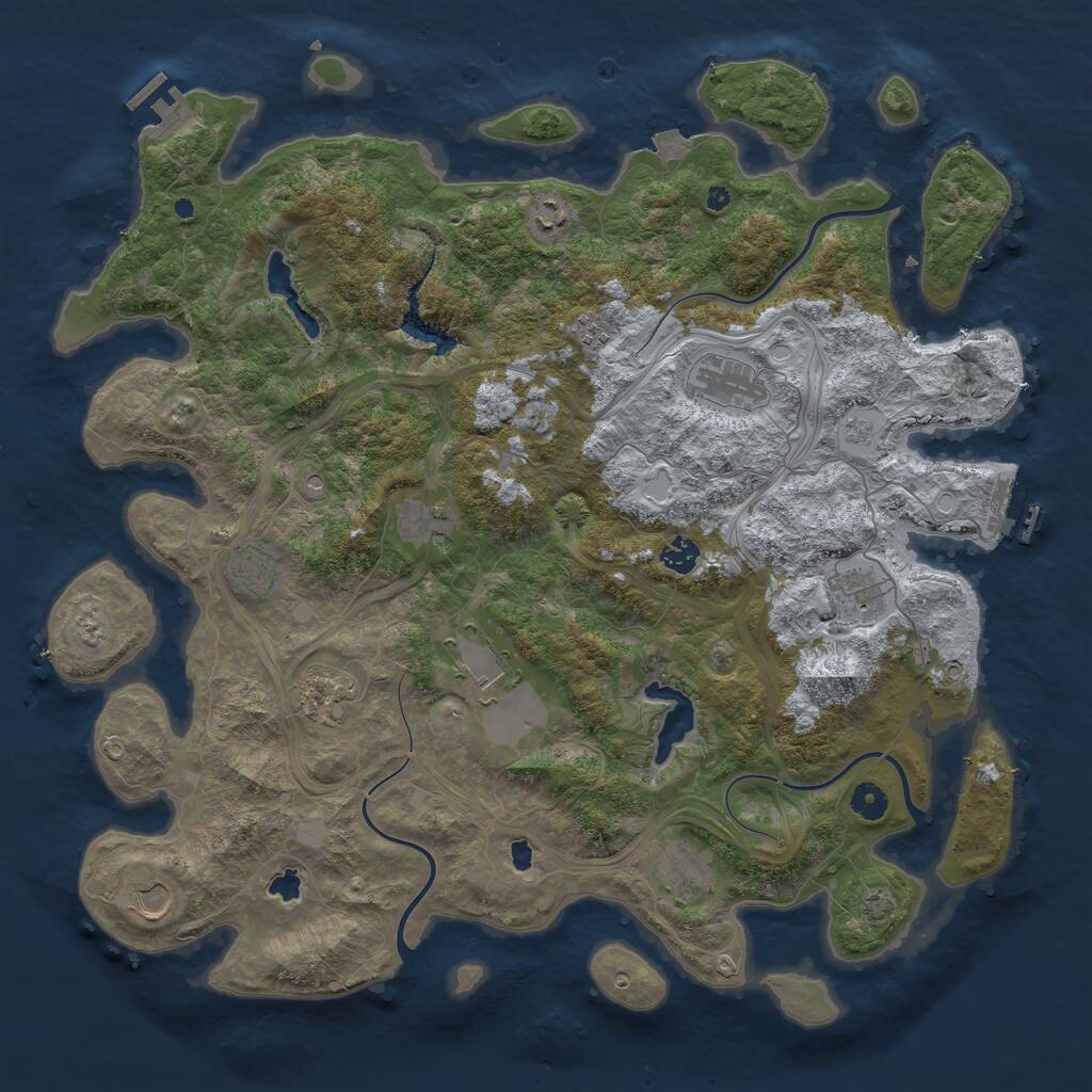 Rust Map: Procedural Map, Size: 4500, Seed: 1088766941, 17 Monuments