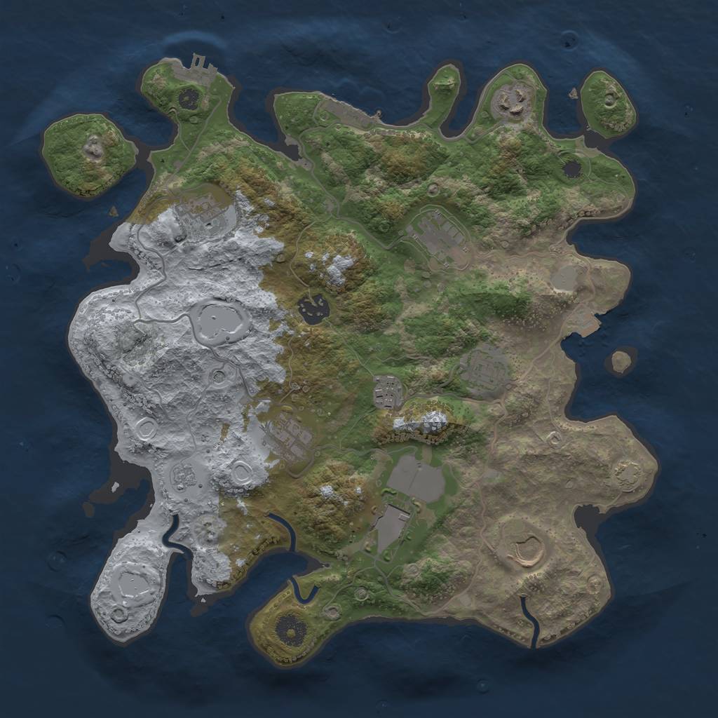 Rust Map: Procedural Map, Size: 3500, Seed: 95824306, 17 Monuments