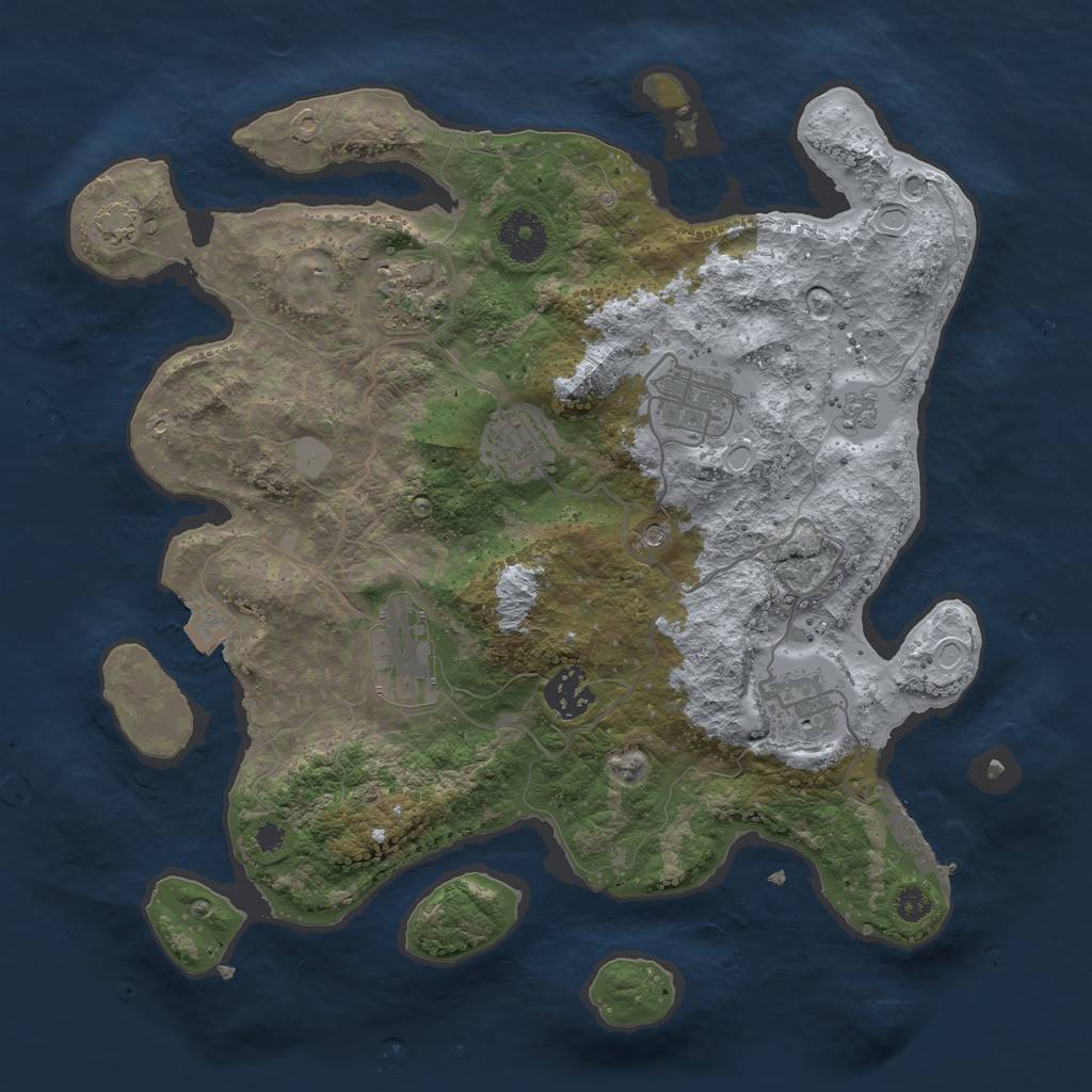 Rust Map: Procedural Map, Size: 3300, Seed: 114650016, 13 Monuments