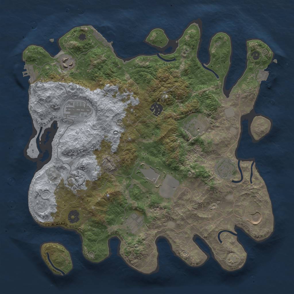 Rust Map: Procedural Map, Size: 3500, Seed: 1155209242, 17 Monuments