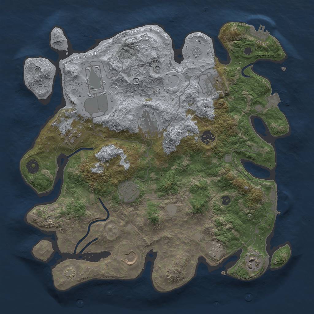Rust Map: Procedural Map, Size: 3500, Seed: 1569280783, 17 Monuments