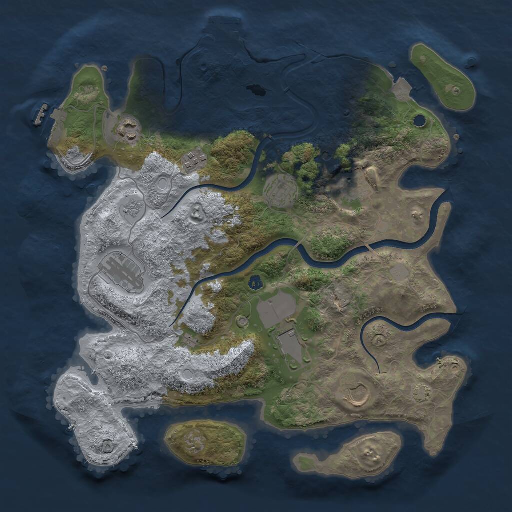 Rust Map: Procedural Map, Size: 3500, Seed: 51644774, 13 Monuments