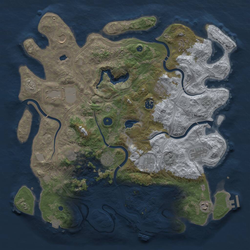 Rust Map: Procedural Map, Size: 4250, Seed: 598112805, 17 Monuments
