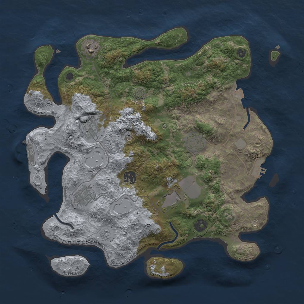 Rust Map: Procedural Map, Size: 3500, Seed: 815079854, 14 Monuments