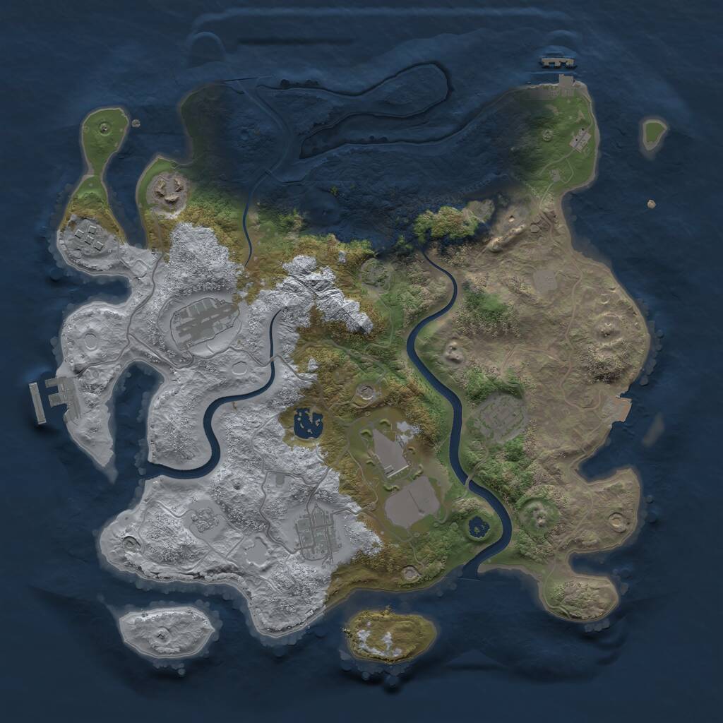 Rust Map: Procedural Map, Size: 3500, Seed: 815079854, 14 Monuments