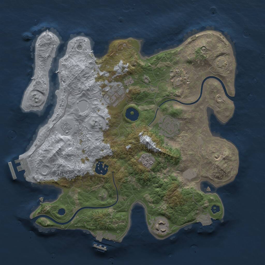 Rust Map: Procedural Map, Size: 3000, Seed: 45636, 11 Monuments