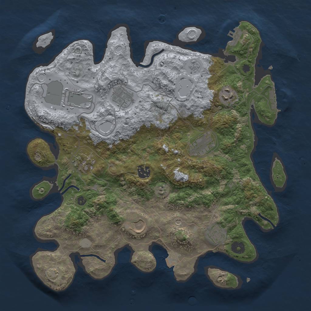 Rust Map: Procedural Map, Size: 3500, Seed: 20230804, 16 Monuments