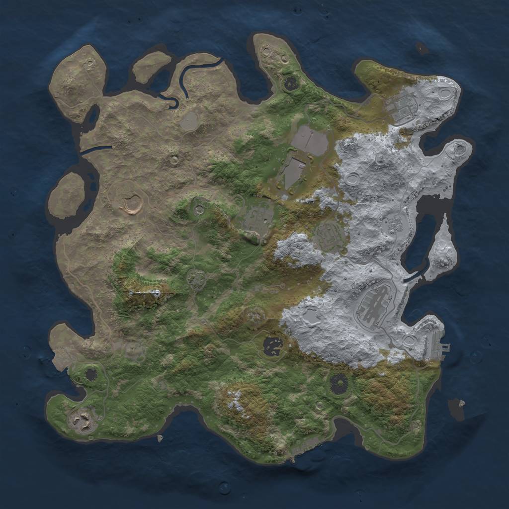 Rust Map: Procedural Map, Size: 3800, Seed: 34234324, 16 Monuments