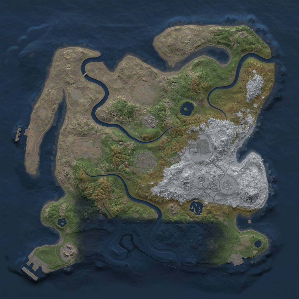 Rust Map: Procedural Map, Size: 3300, Seed: 1673800, 13 Monuments
