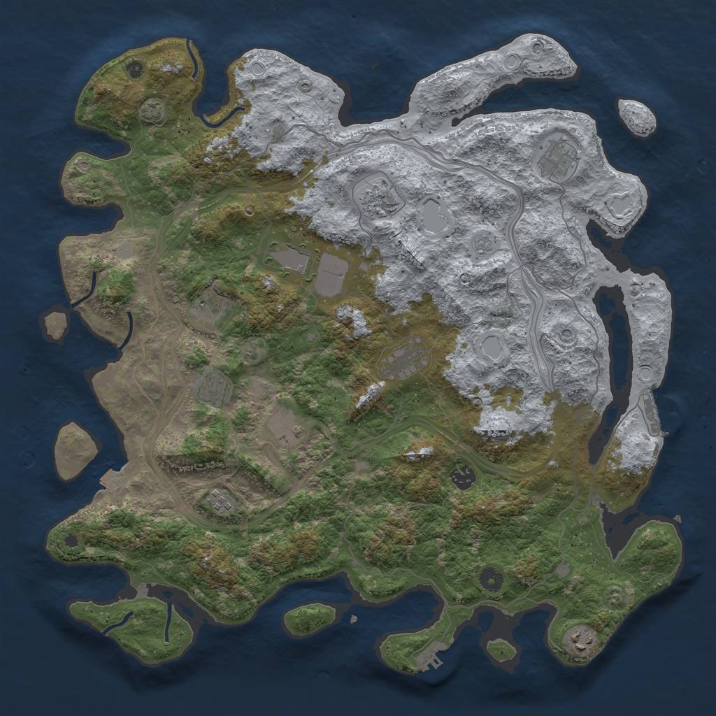 Rust Map: Procedural Map, Size: 4500, Seed: 2060895055, 18 Monuments