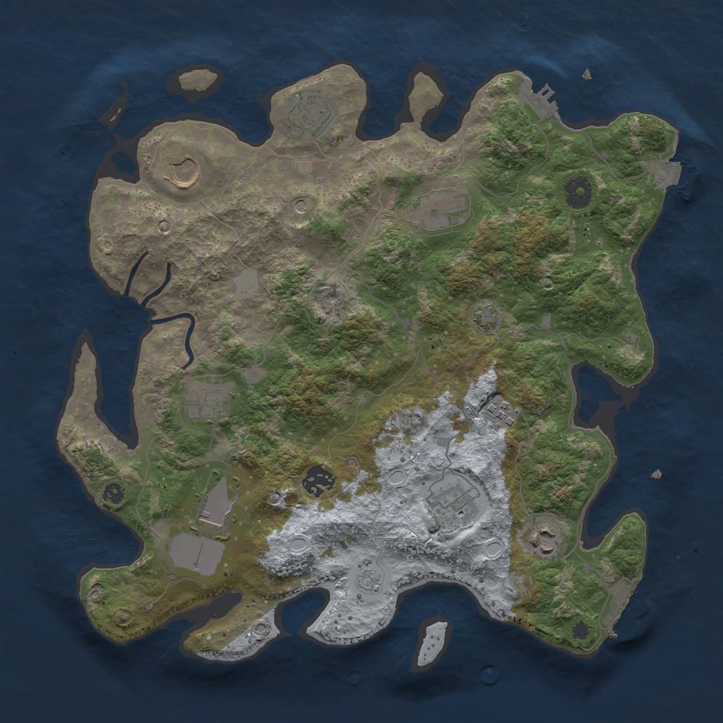 Rust Map: Procedural Map, Size: 3600, Seed: 90173542, 17 Monuments