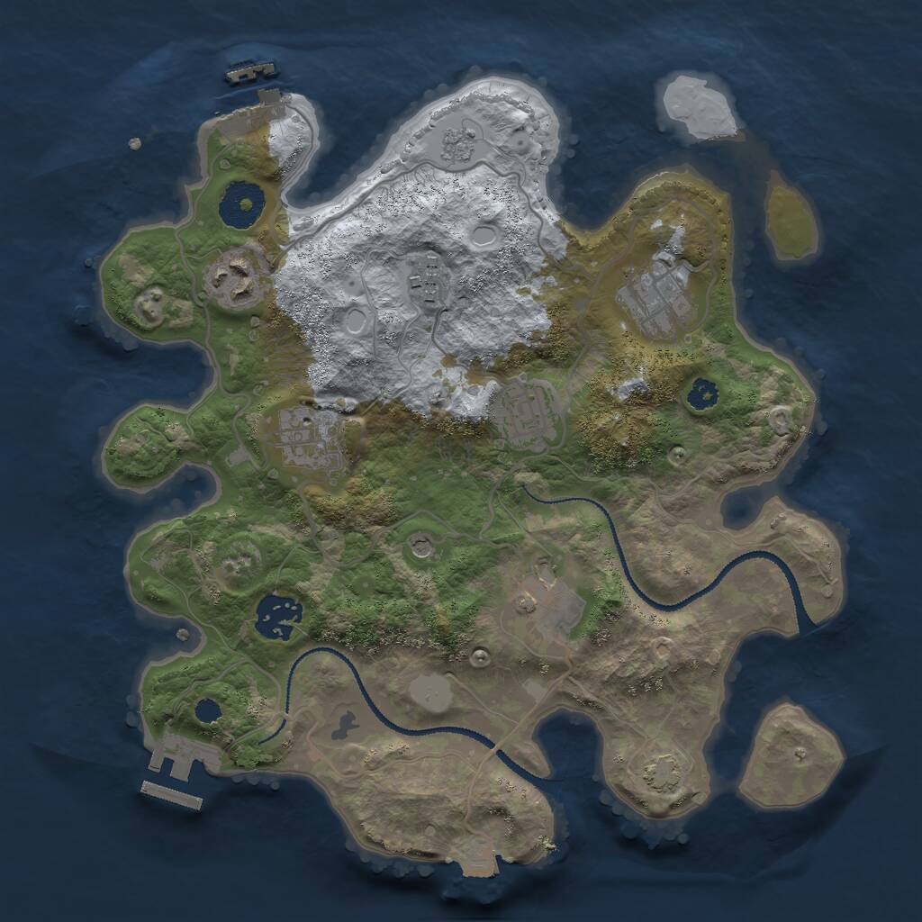 Rust Map: Procedural Map, Size: 3000, Seed: 3864, 13 Monuments