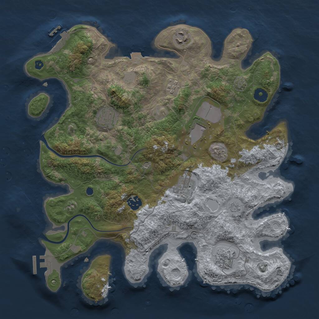 Rust Map: Procedural Map, Size: 3500, Seed: 23894765, 13 Monuments