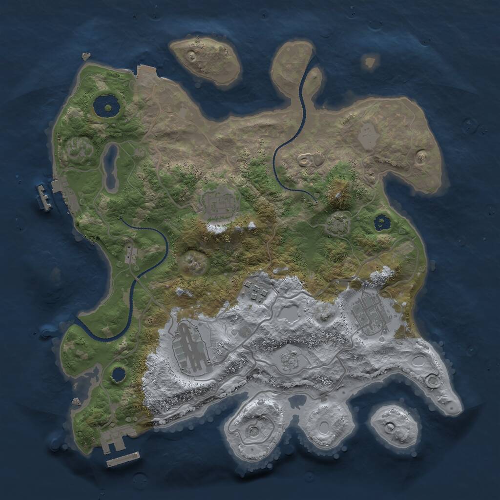 Rust Map: Procedural Map, Size: 3000, Seed: 8574, 10 Monuments