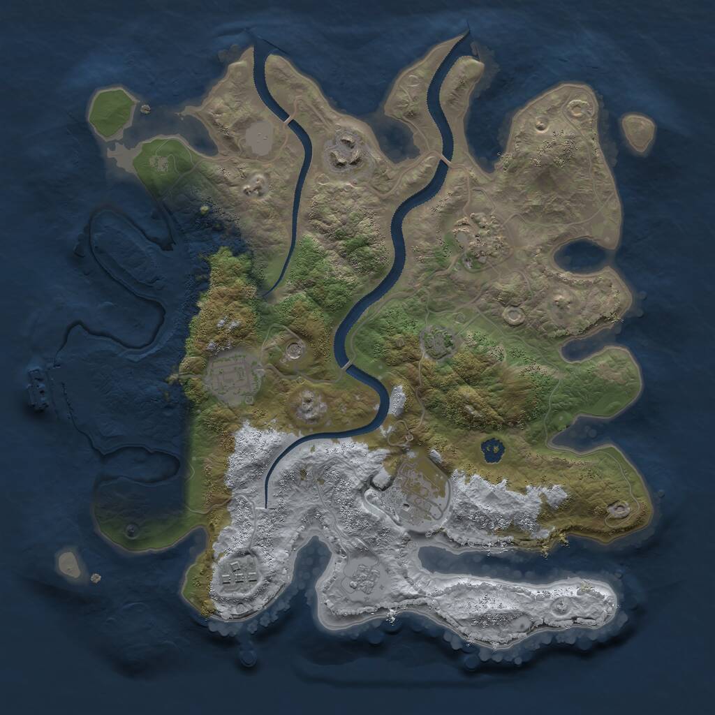 Rust Map: Procedural Map, Size: 3000, Seed: 8910645, 10 Monuments