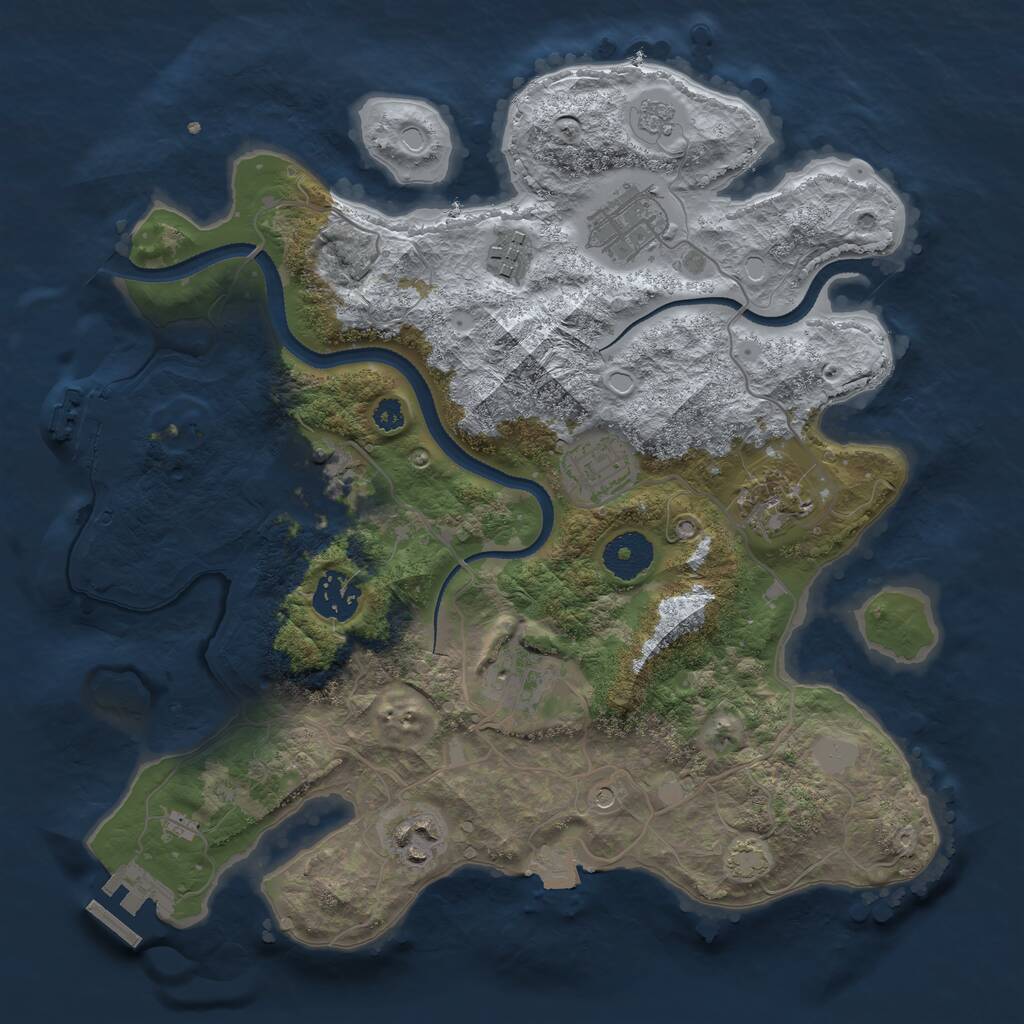 Rust Map: Procedural Map, Size: 3250, Seed: 1905844331, 14 Monuments