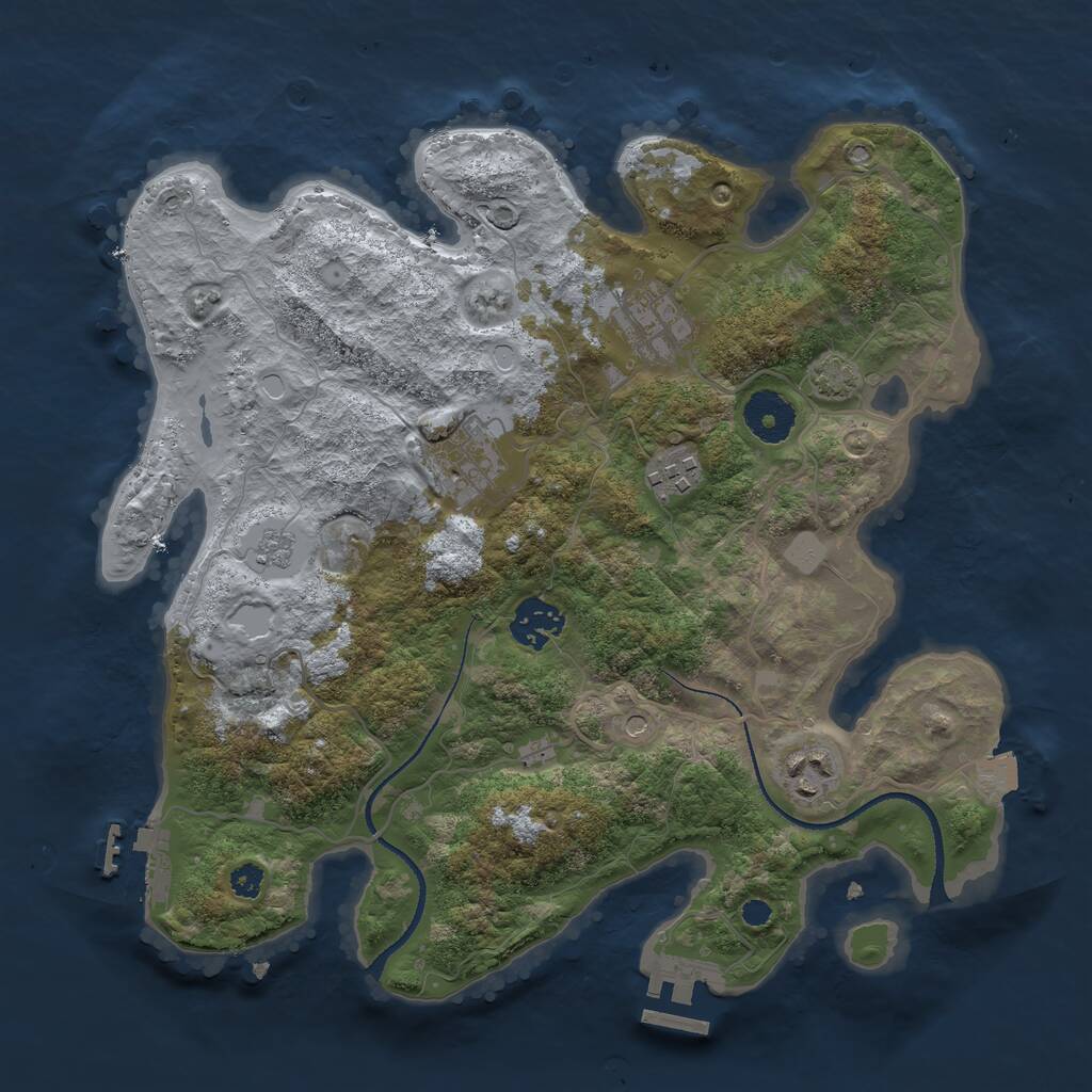 Rust Map: Procedural Map, Size: 3250, Seed: 1834279980, 11 Monuments