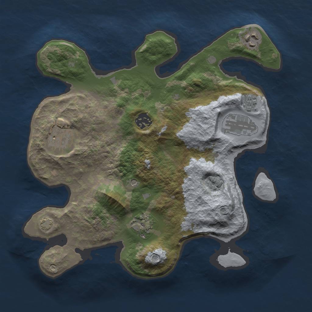 Rust Map: Barren, Size: 3000, Seed: 15848, 10 Monuments