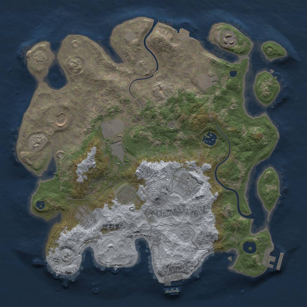 Rust Map: Procedural Map, Size: 3500, Seed: 331389364, 14 Monuments