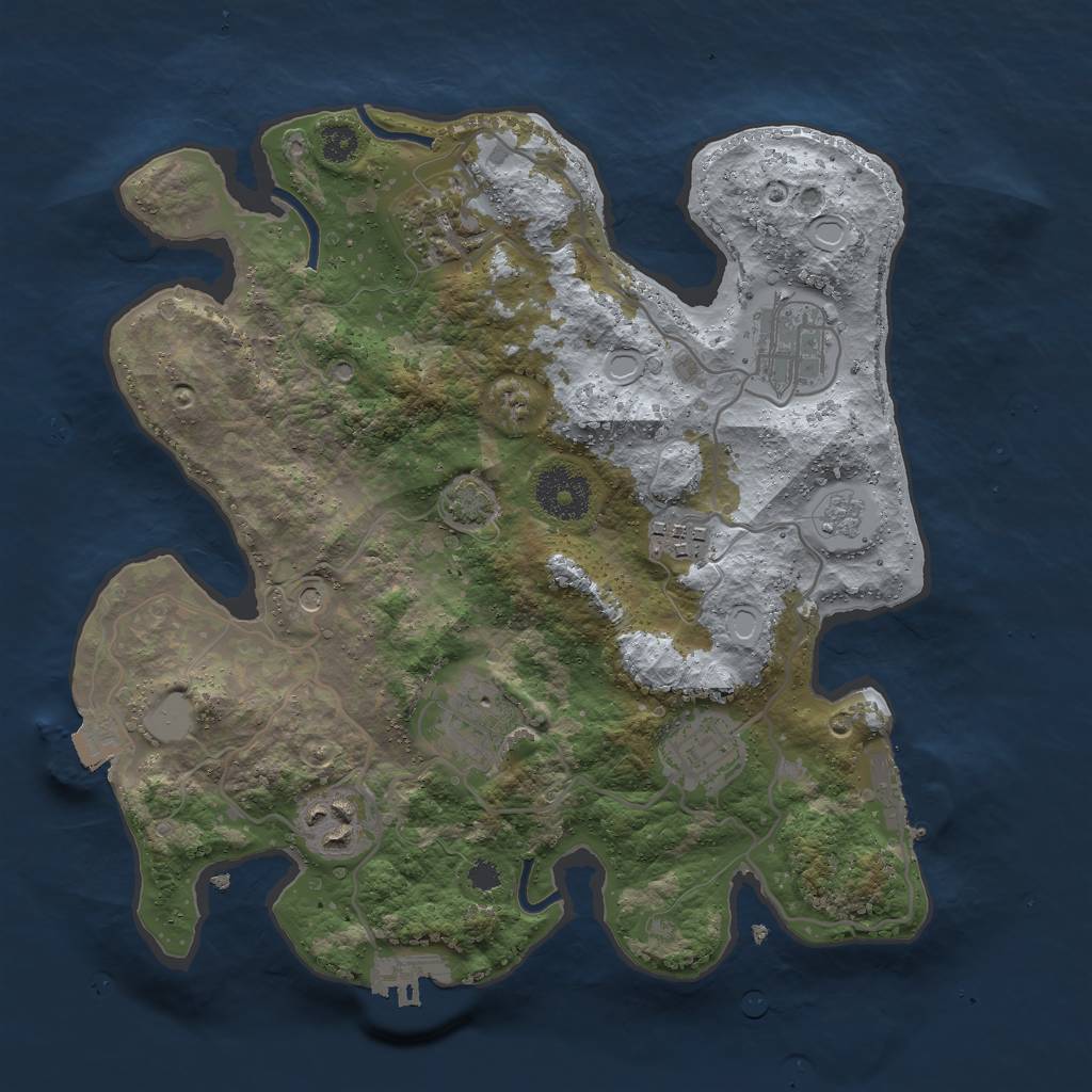 Rust Map: Procedural Map, Size: 3000, Seed: 1830558790, 14 Monuments