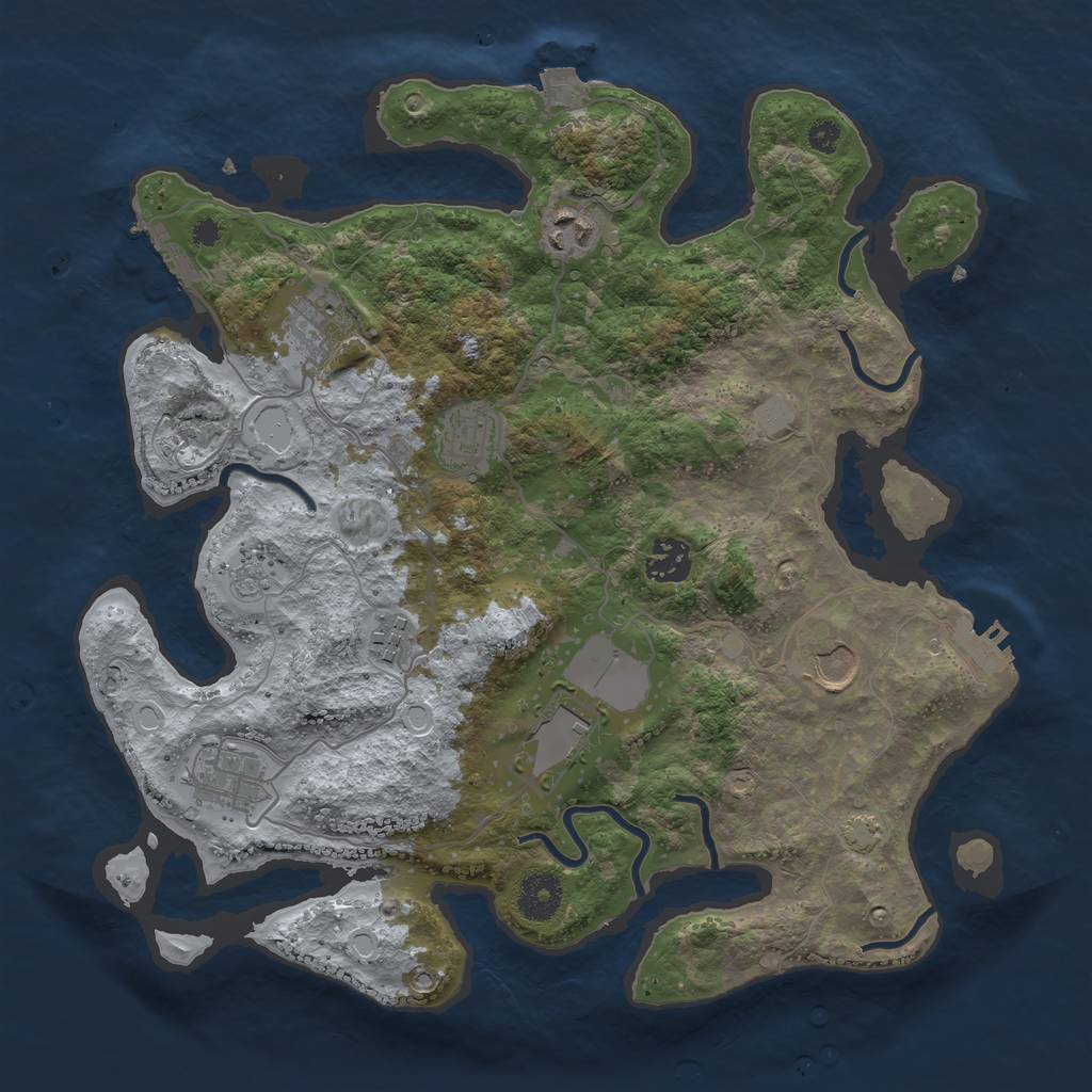 Rust Map: Procedural Map, Size: 3500, Seed: 448573781, 15 Monuments
