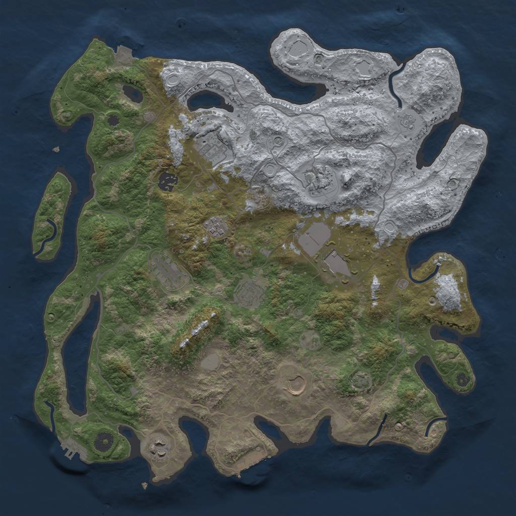 Rust Map: Procedural Map, Size: 4000, Seed: 1164878990, 17 Monuments