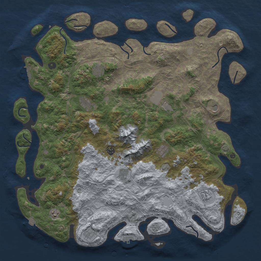 Rust Map: Procedural Map, Size: 5000, Seed: 747588430, 19 Monuments