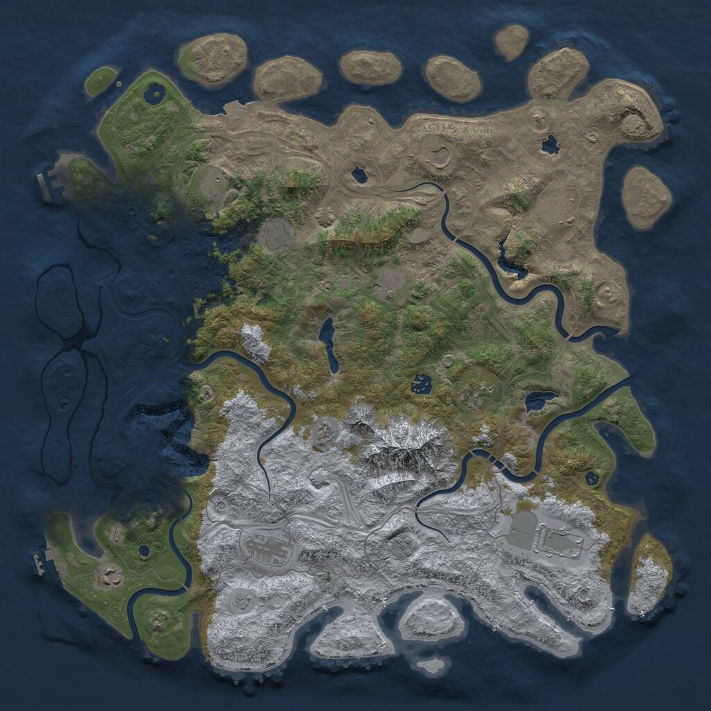 Rust Map: Procedural Map, Size: 5000, Seed: 747588430, 17 Monuments