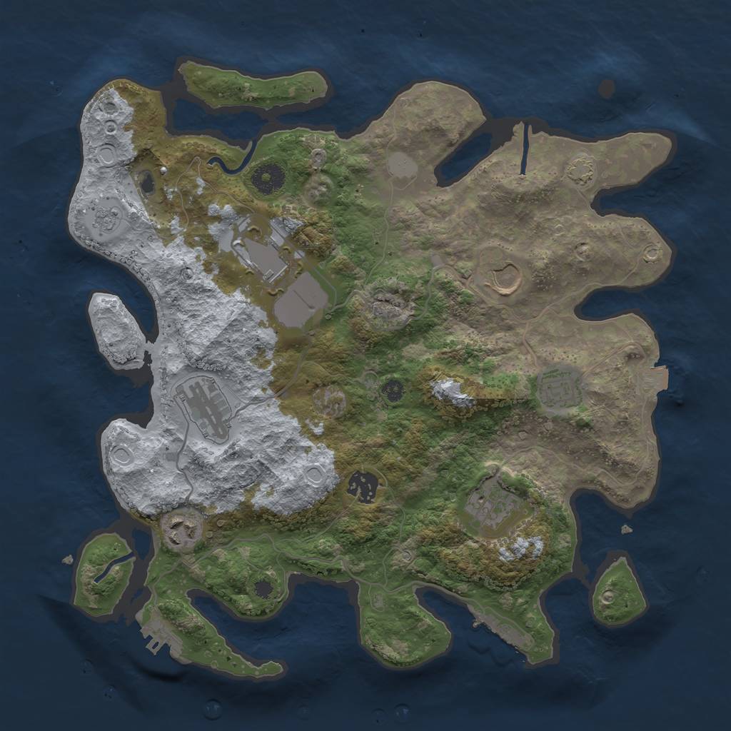 Rust Map: Procedural Map, Size: 3500, Seed: 556984788, 14 Monuments