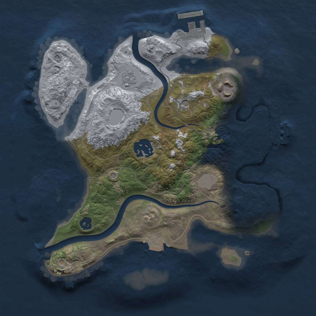 Rust Map: Procedural Map, Size: 2500, Seed: 1650033577, 7 Monuments