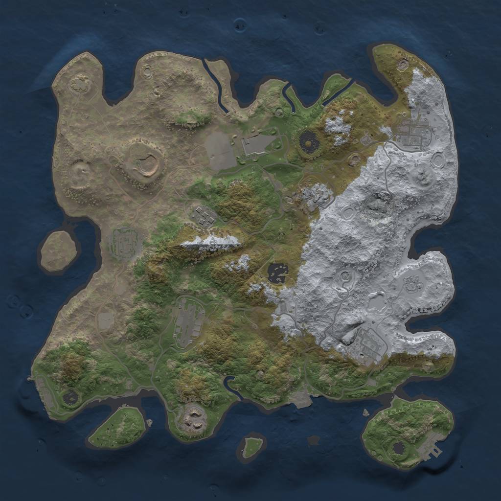 Rust Map: Procedural Map, Size: 3500, Seed: 2678229, 18 Monuments