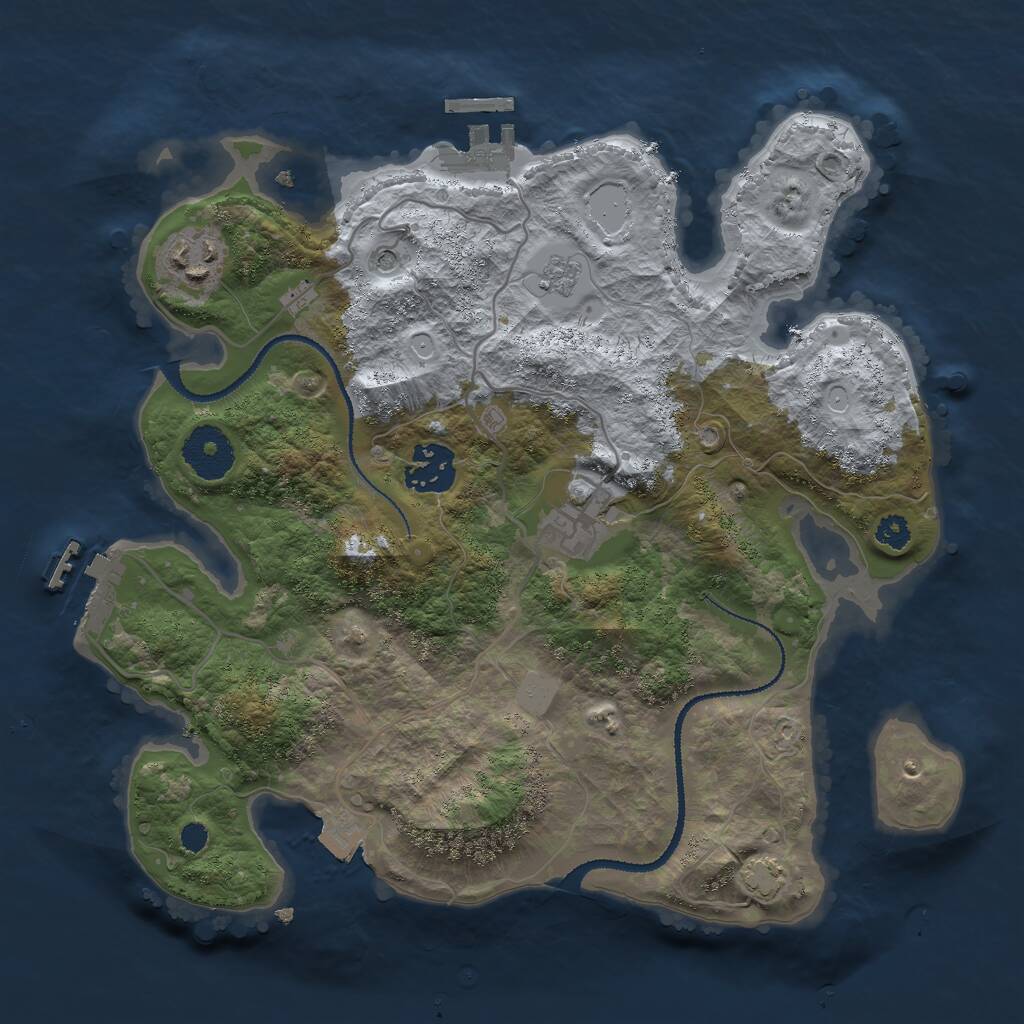 Rust Map: Procedural Map, Size: 3000, Seed: 47885, 9 Monuments
