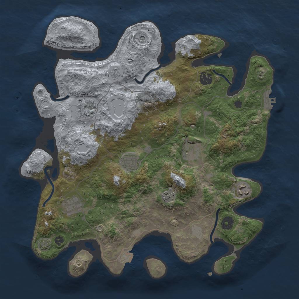 Rust Map: Procedural Map, Size: 3450, Seed: 55718240, 14 Monuments