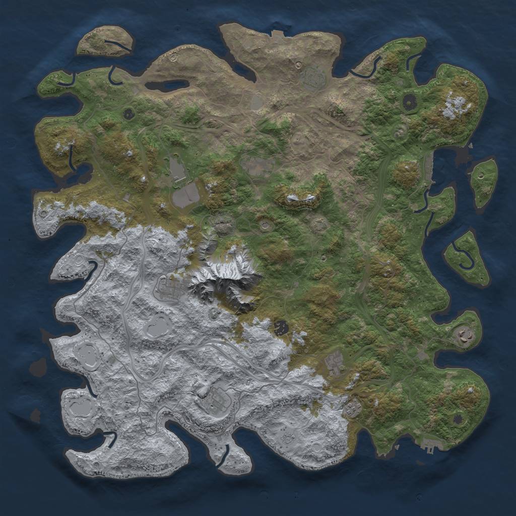 Rust Map: Procedural Map, Size: 5000, Seed: 43011, 17 Monuments
