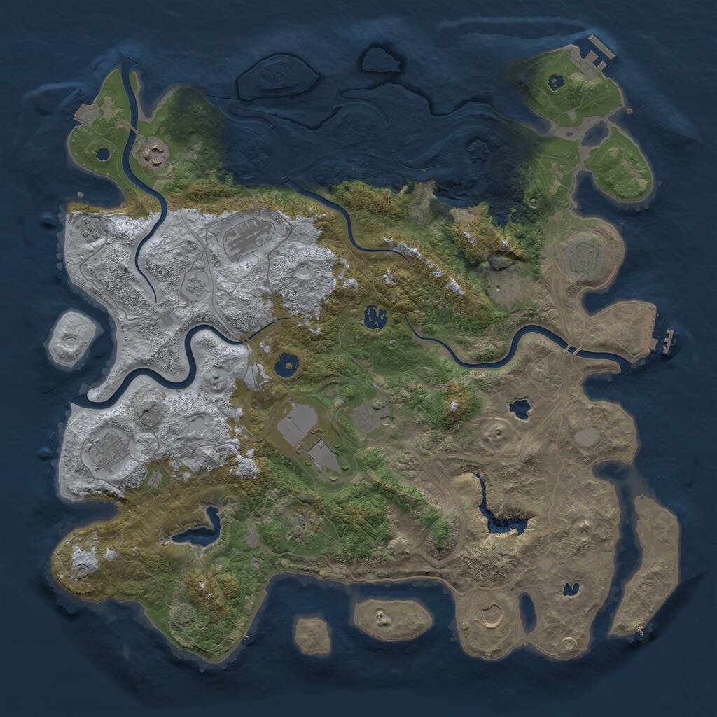 Rust Map: Procedural Map, Size: 4500, Seed: 383829, 17 Monuments