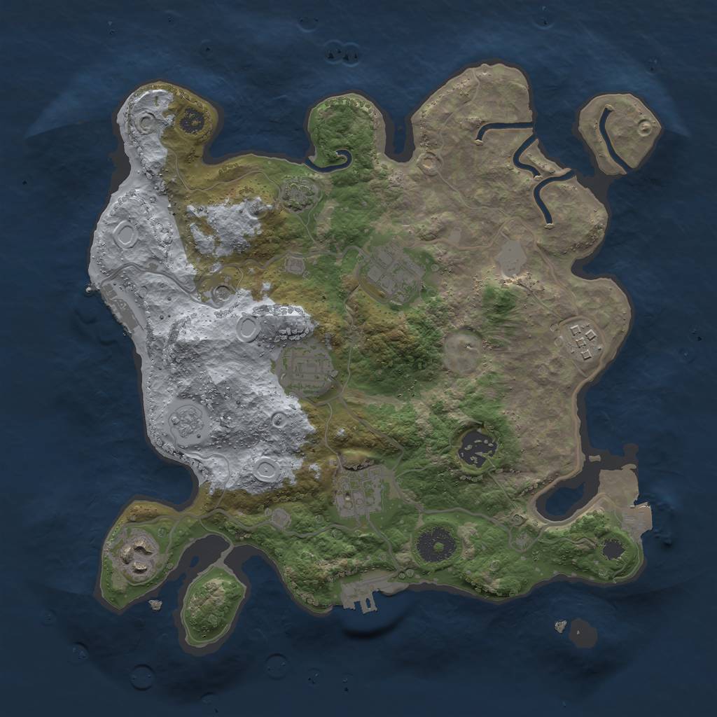 Rust Map: Procedural Map, Size: 3000, Seed: 1218421541, 14 Monuments