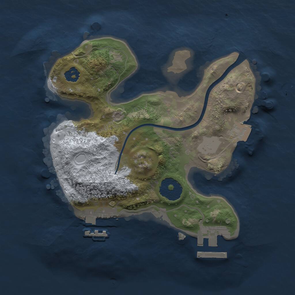 Rust Map: Procedural Map, Size: 2000, Seed: 54545, 3 Monuments