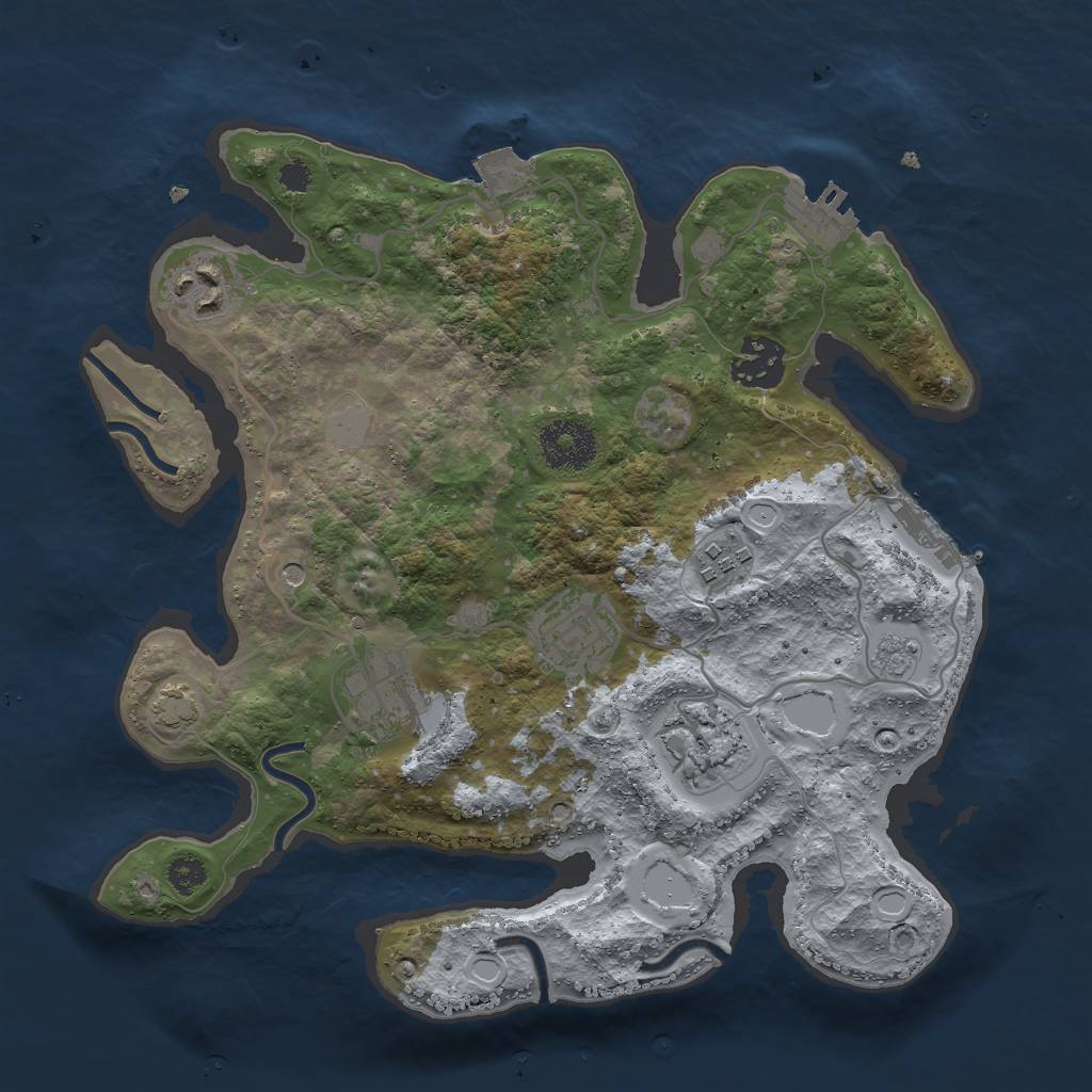 Rust Map: Procedural Map, Size: 3000, Seed: 1096723642, 14 Monuments