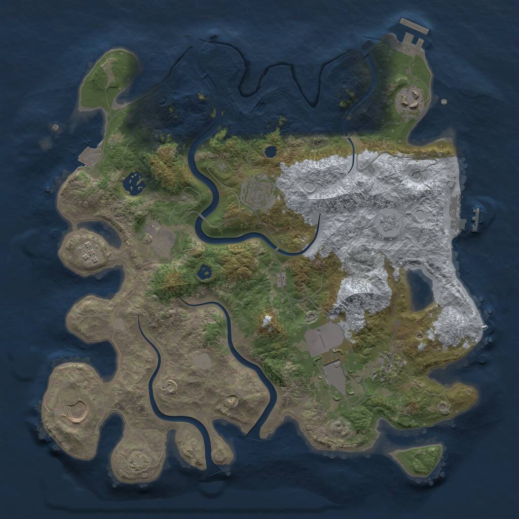 Rust Map: Procedural Map, Size: 3500, Seed: 1794706826, 14 Monuments