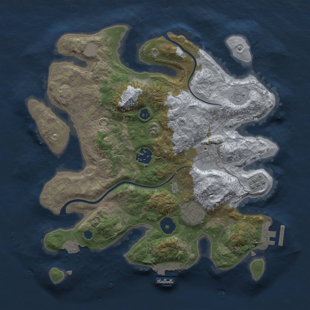 Rust Map: Procedural Map, Size: 3000, Seed: 3602194, 9 Monuments