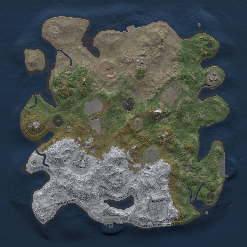 Rust Map: Procedural Map, Size: 3500, Seed: 87962918, 17 Monuments