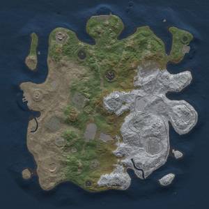 Thumbnail Rust Map: Procedural Map, Size: 3500, Seed: 776079687, 17 Monuments