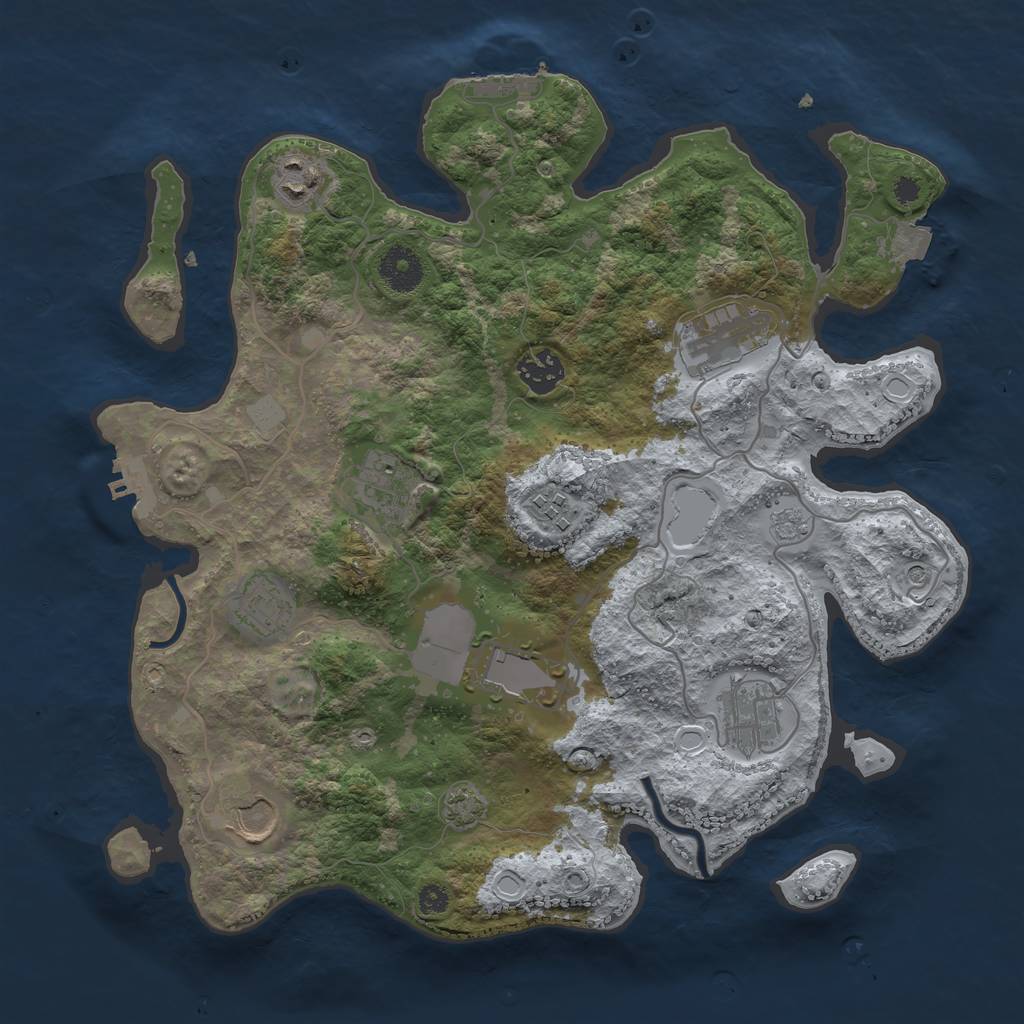 Rust Map: Procedural Map, Size: 3500, Seed: 776079687, 17 Monuments