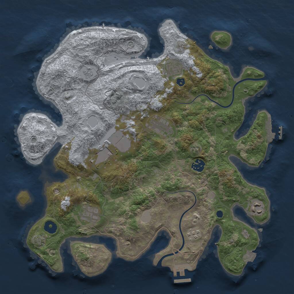 Rust Map: Procedural Map, Size: 3500, Seed: 837597923, 13 Monuments