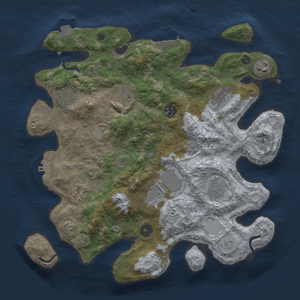 Rust Map: Procedural Map, Size: 3500, Seed: 88554629, 17 Monuments