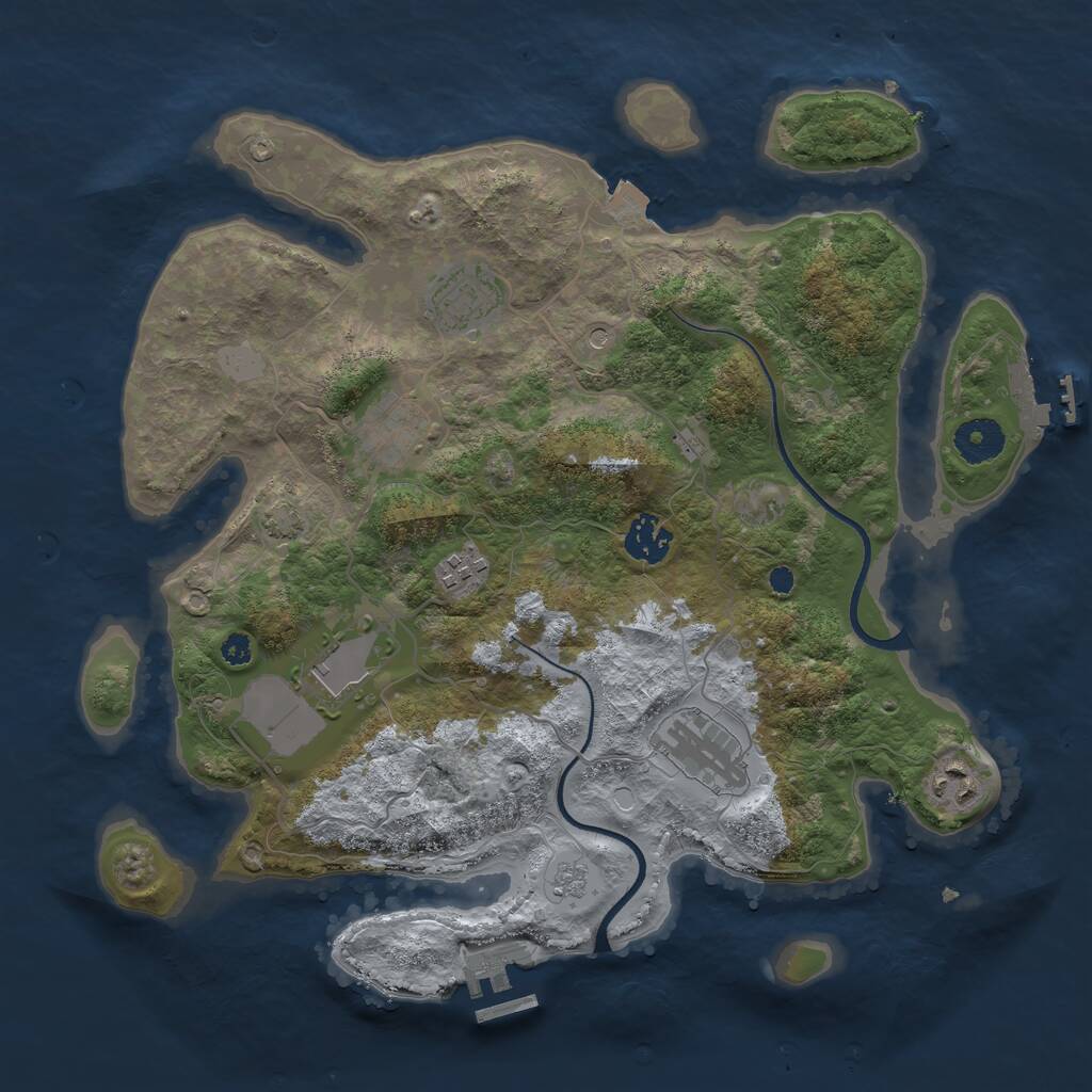 Rust Map: Procedural Map, Size: 3500, Seed: 1595280507, 13 Monuments