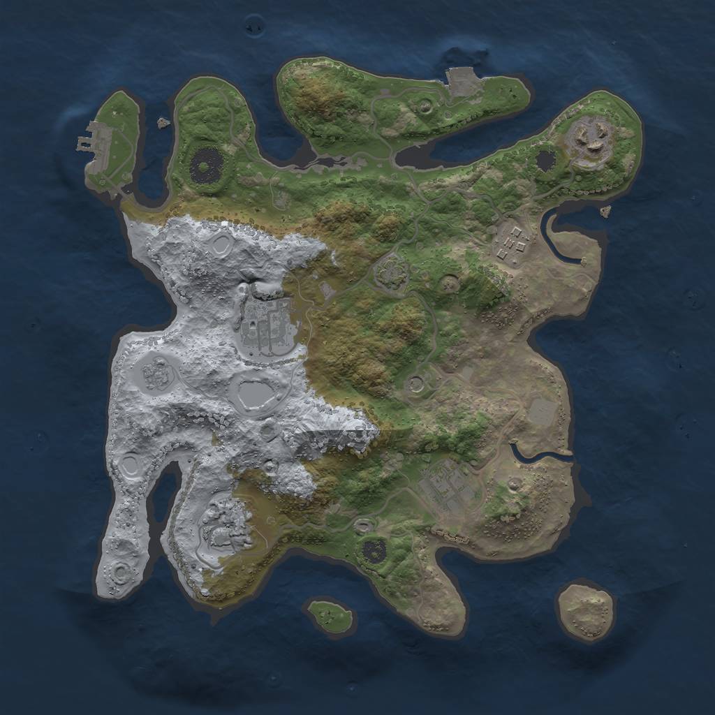 Rust Map: Procedural Map, Size: 3000, Seed: 7583, 12 Monuments